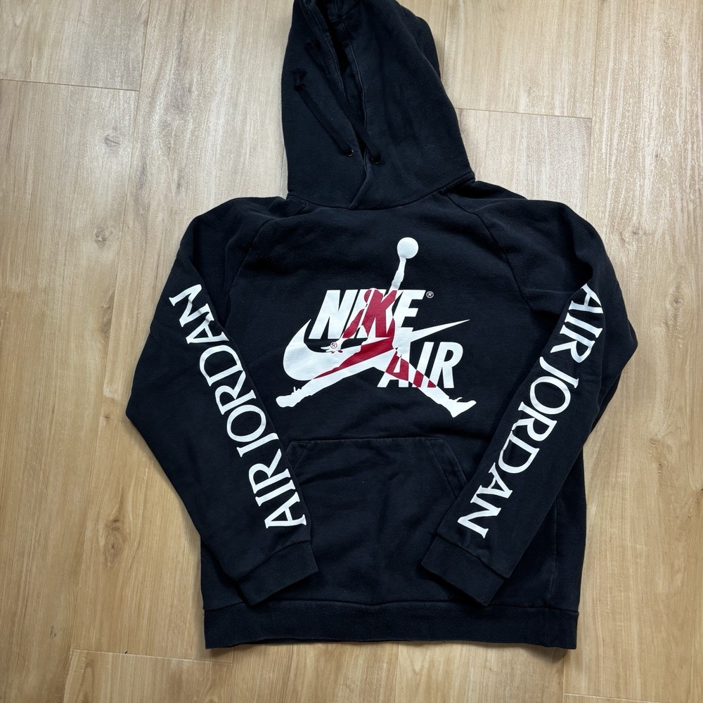Vintage‎ Nike Air Michael Jordan Jumpman Black Hooded Sweatshirt Mens Medium